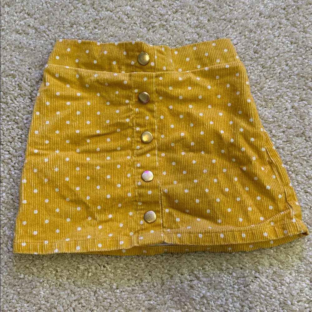 Yellow Polka Dot Button-Up Skirt
